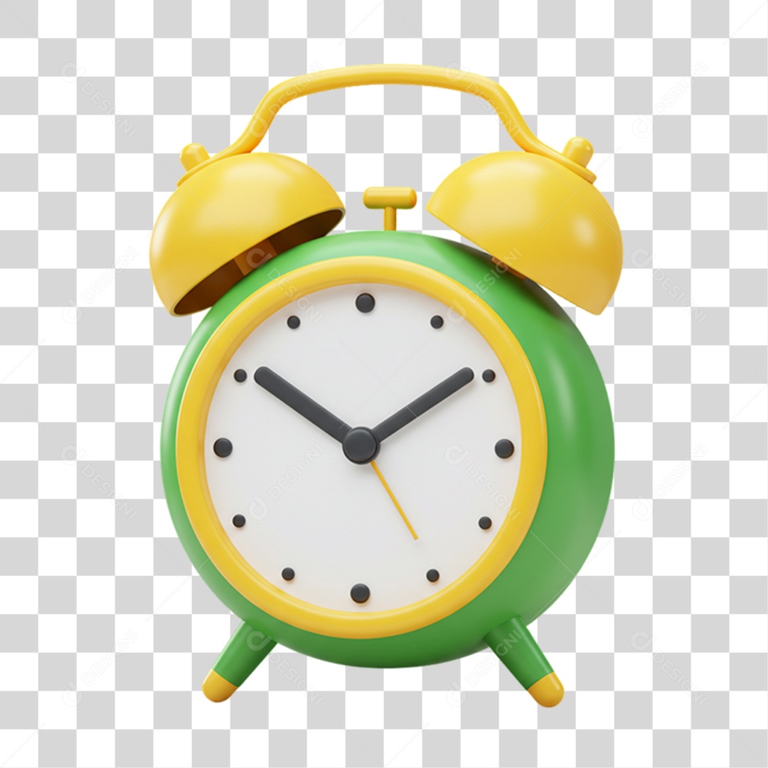 Elemento 3D Despertador Cores da Bandeira do Brasil 7 de Setembro PNG Transparente