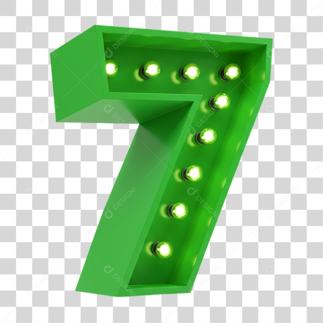 Elemento 3D 7 com Lâmpadas Cores da Bandeira do Brasil 7 de Setembro PNG Transparente