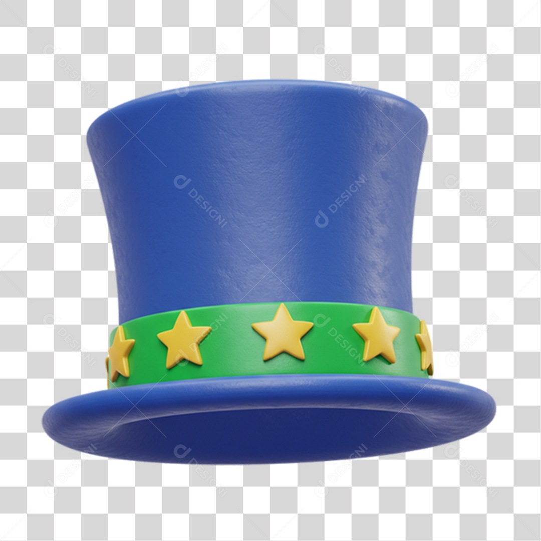 Elemento 3D Chapéu com Cores da Bandeira do Brasil 7 de Setembro PNG Transparente