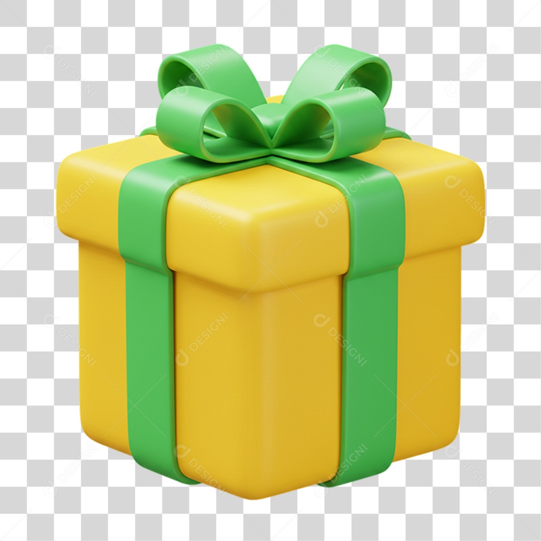 Elemento 3D Caixa de Presentes com Cores da Bandeira do Brasil 7 de Setembro PNG Transparente