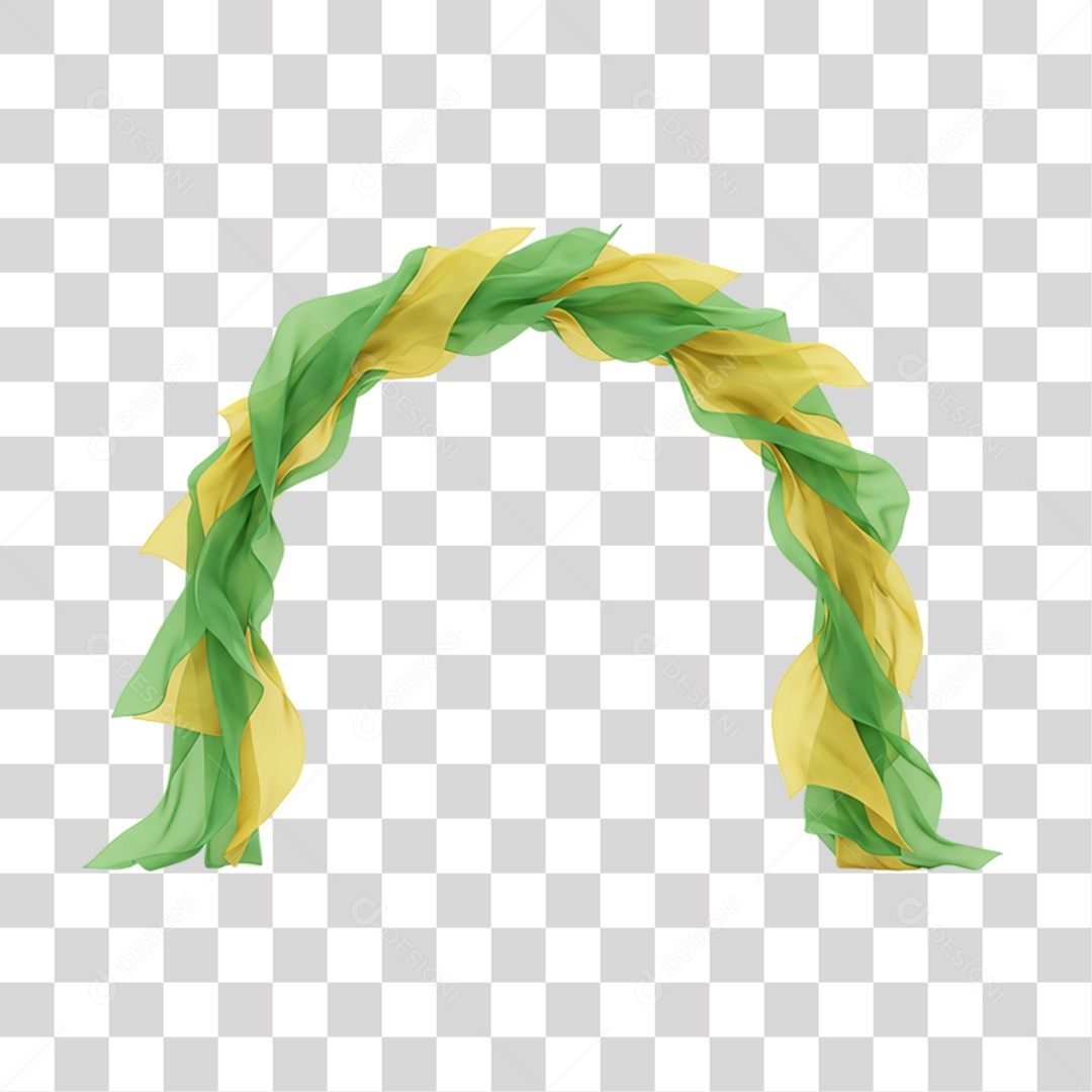 Elemento 3D Fitas com Cores da Bandeira do Brasil 7 de Setembro PNG Transparente