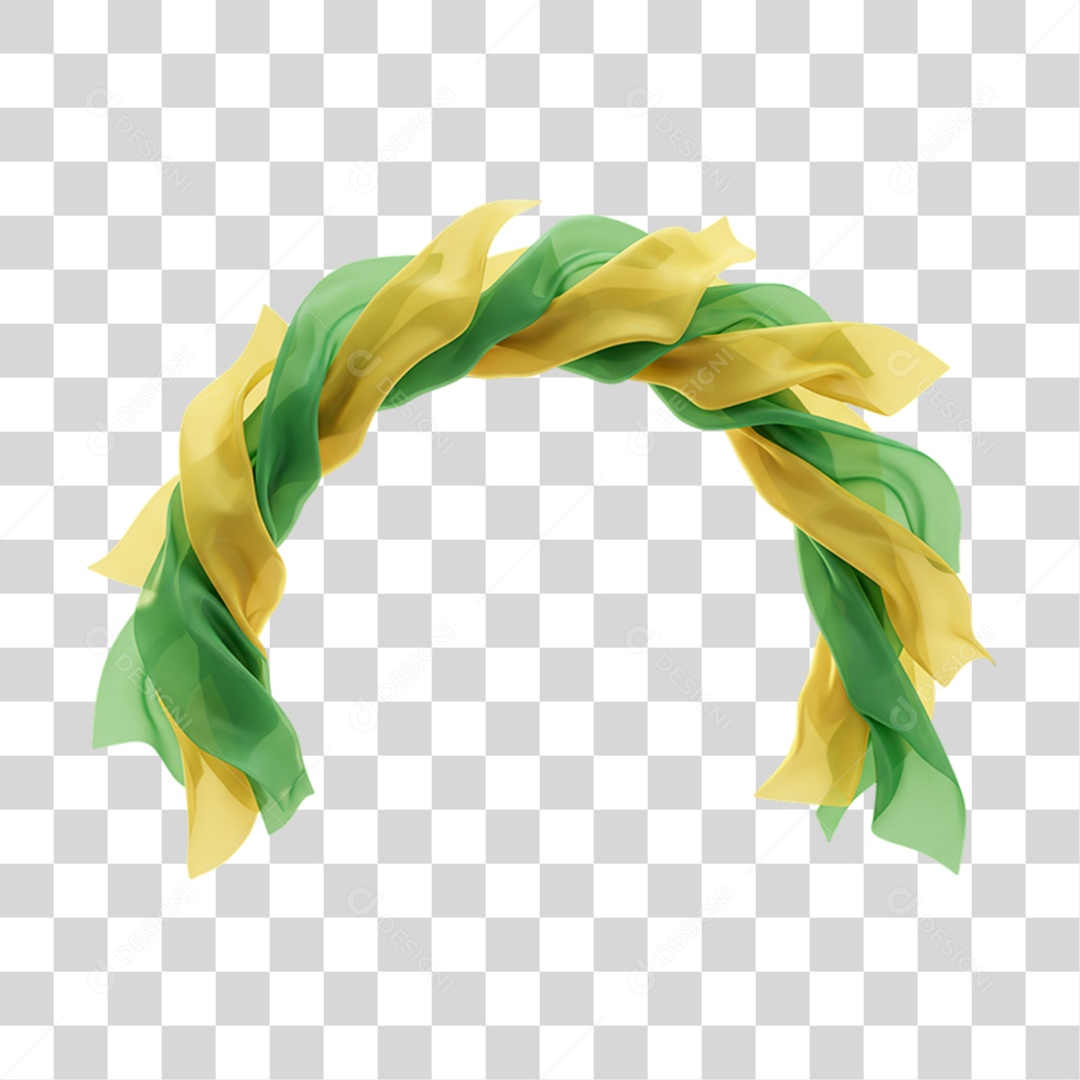 Elemento 3D Fitas com Cores da Bandeira do Brasil 7 de Setembro PNG Transparente