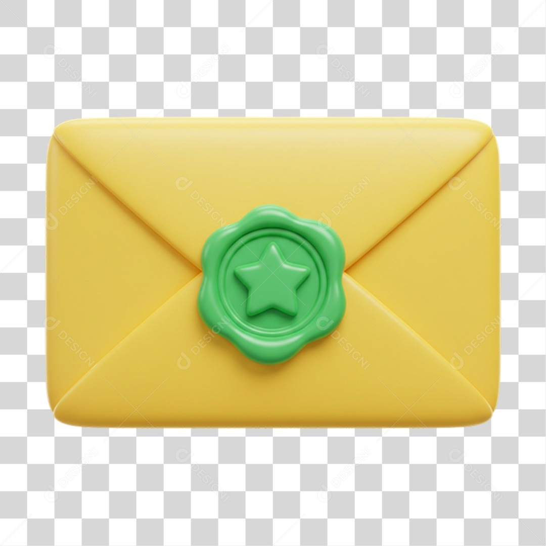 Elemento 3D Carta com Cores da Bandeira do Brasil 7 de Setembro PNG Transparente