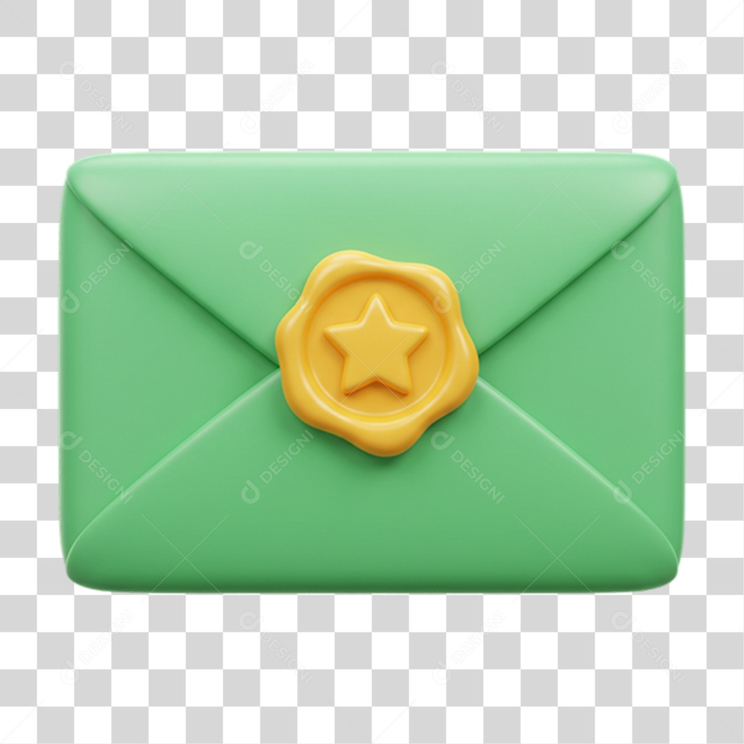 Elemento 3D Carta com Cores da Bandeira do Brasil 7 de Setembro PNG Transparente
