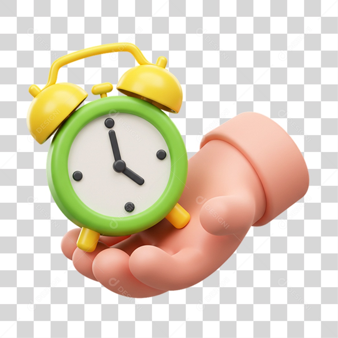 Elemento 3D Despertador com Cores da Bandeira do Brasil 7 de Setembro PNG Transparente