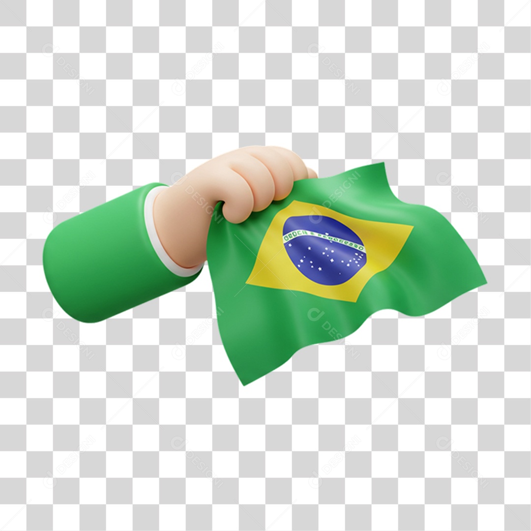 Elemento 3D Ícone com Bandeira do Brasil 7 de Setembro PNG Transparente