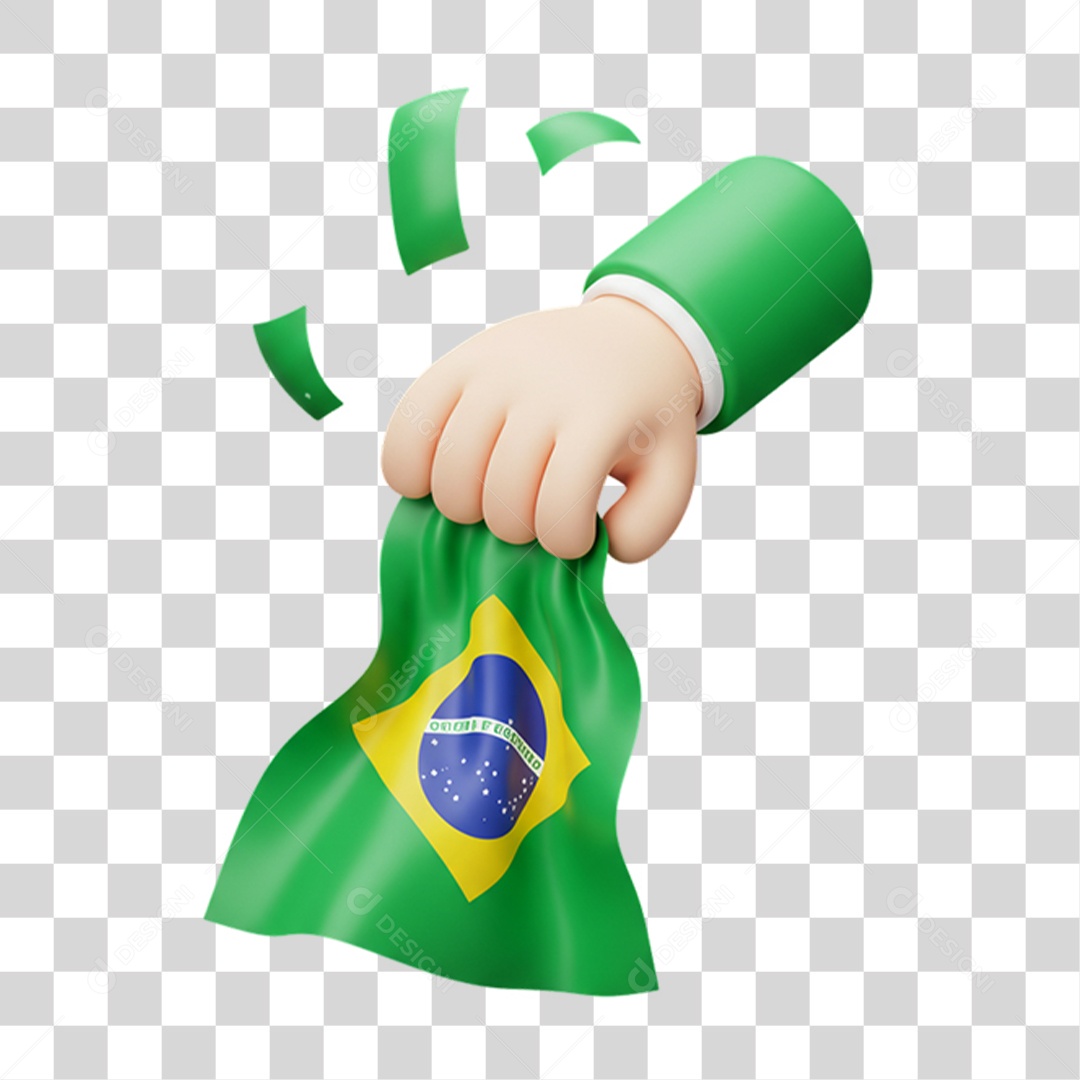 Elemento 3D Ícone com Bandeira do Brasil 7 de Setembro PNG Transparente