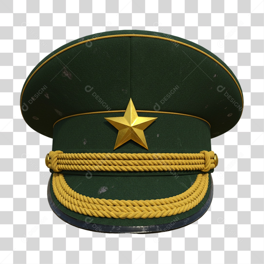 Elemento 3D Chapéu Militar Bandeira do Brasil 7 de Setembro PNG Transparente