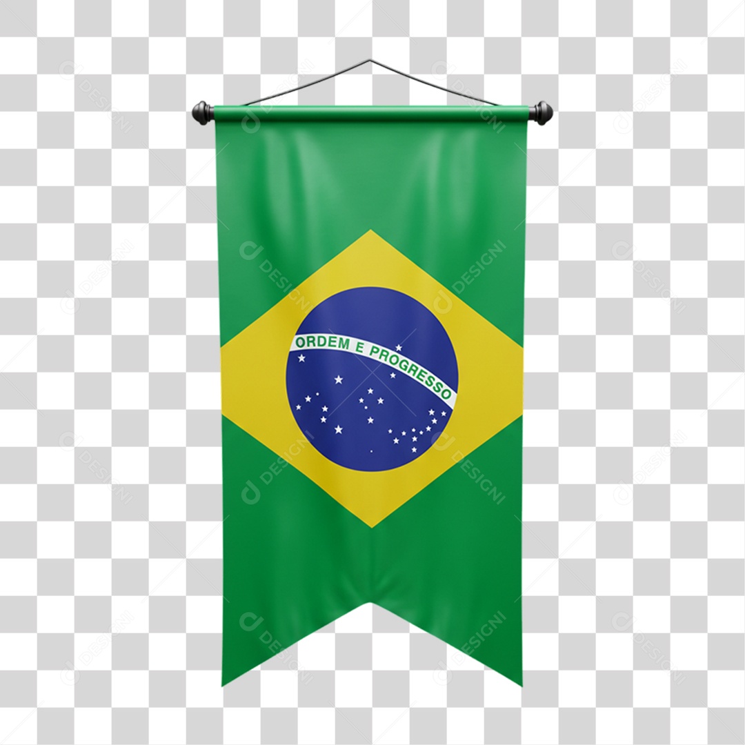 Elemento 3D Bandeira do Brasil 7 de Setembro PNG Transparente