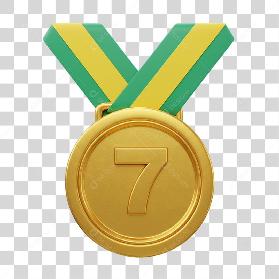 Elemento 3D Medalha com Cores da Bandeira do Brasil 7 de Setembro PNG Transparente