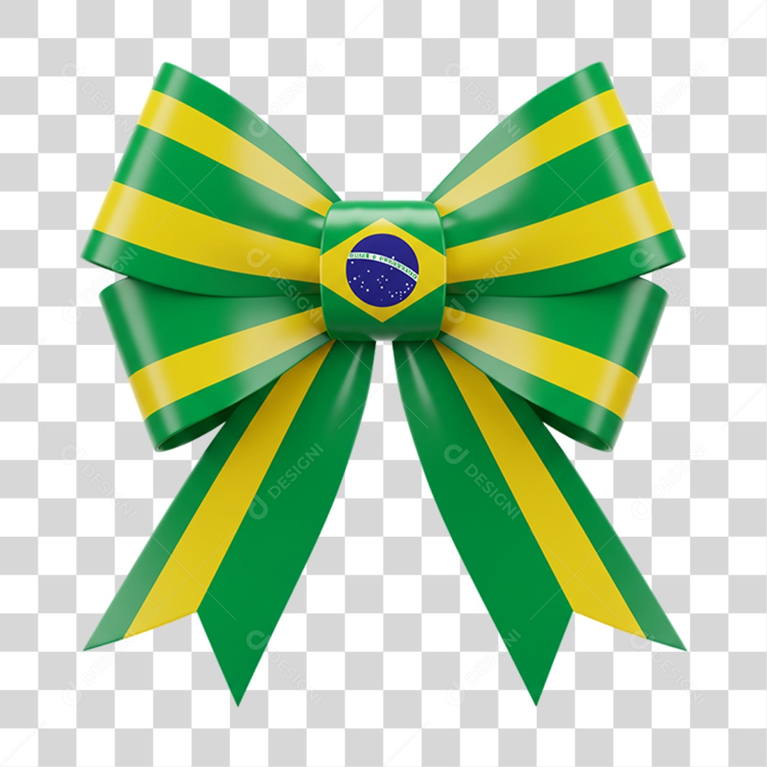 Elemento 3D Ícone Laço com Bandeira do Brasil 7 de Setembro PNG Transparente