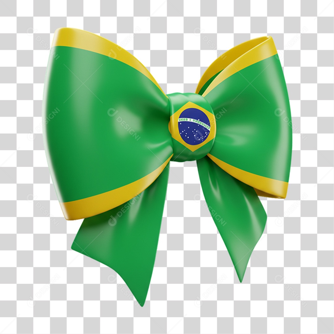 Elemento 3D Ícone Laço com Bandeira do Brasil 7 de Setembro PNG Transparente