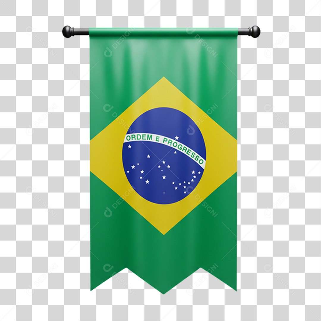 Elemento 3D Ícone com Bandeira do Brasil 7 de Setembro PNG Transparente