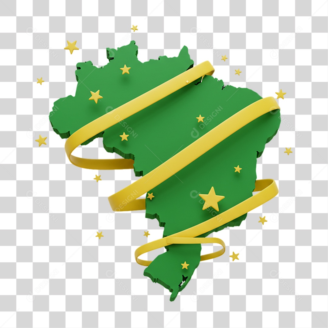 Elemento 3D Mapa do Brasil 7 de Setembro PNG Transparente