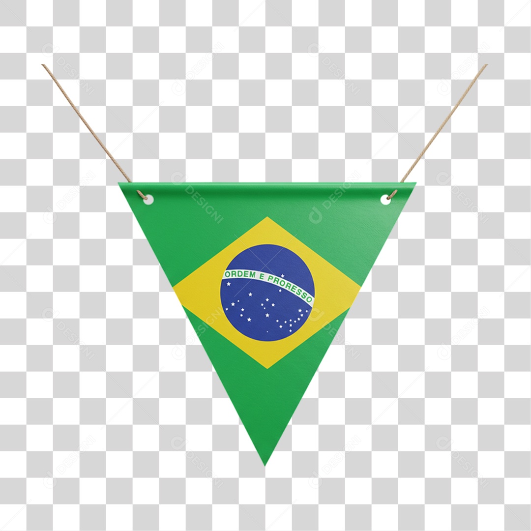 Elemento 3D Ícone com Bandeira do Brasil 7 de Setembro PNG Transparente