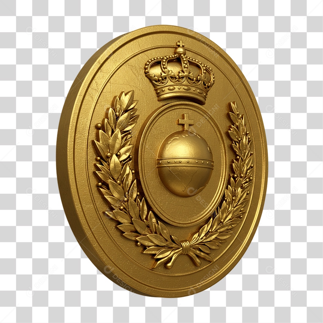 Elemento 3D Medalha Brasil 7 de Setembro PNG Transparente