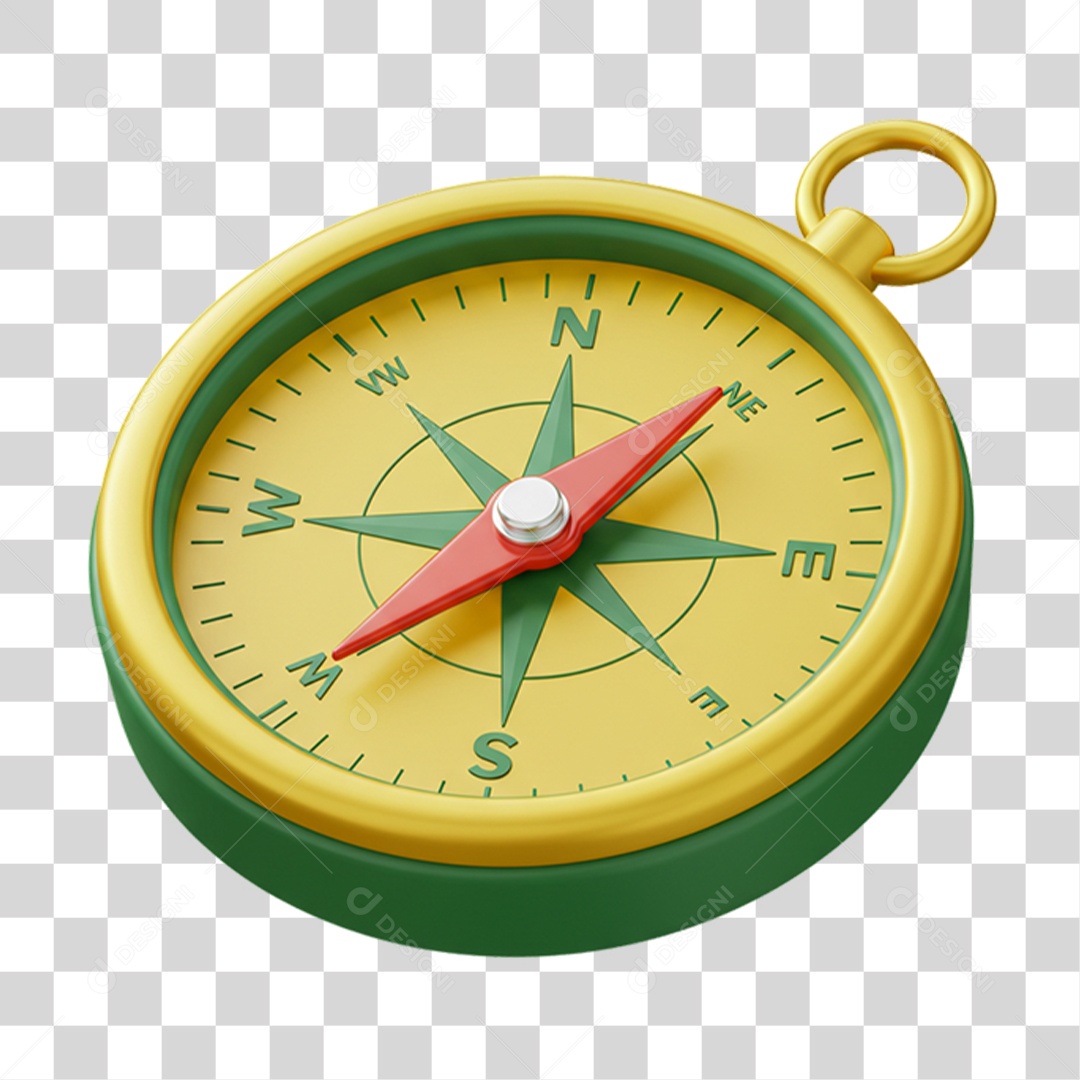 Elemento 3D Bússola com Cores da Bandeira do Brasil 7 de Setembro PNG Transparente