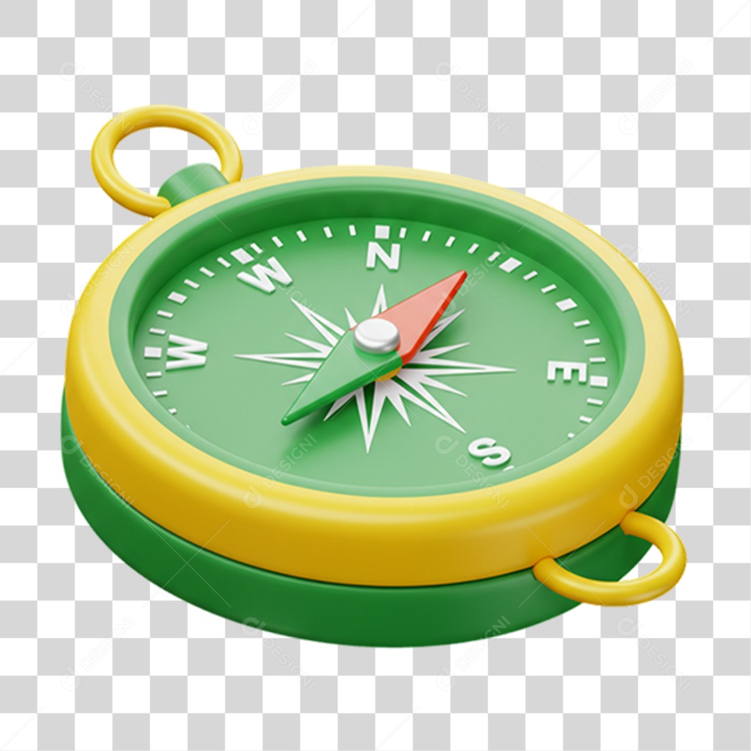 Elemento 3D Bússola com Cores da Bandeira do Brasil 7 de Setembro PNG Transparente
