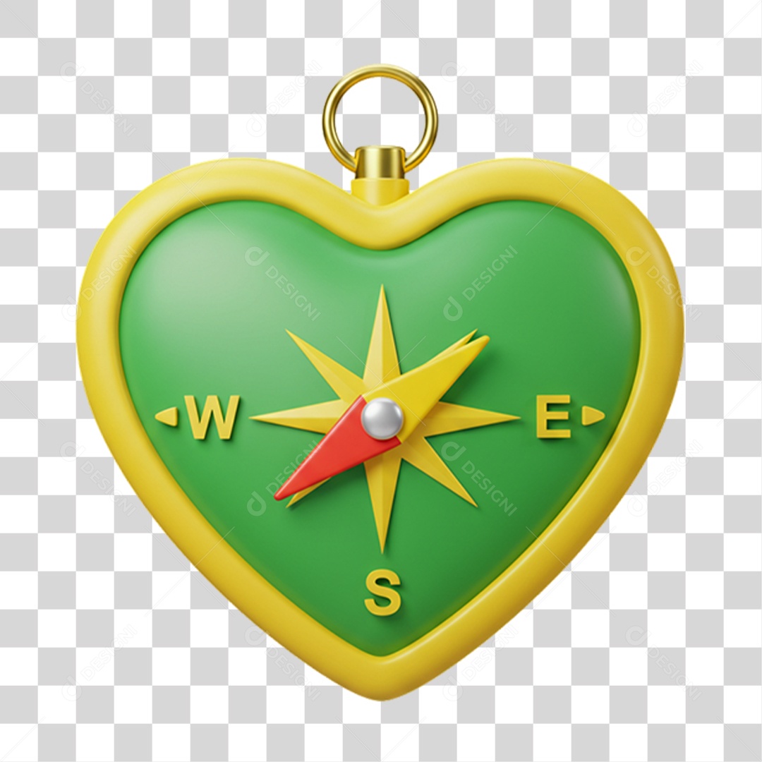 Elemento 3D Bússola com Cores da Bandeira do Brasil 7 de Setembro PNG Transparente