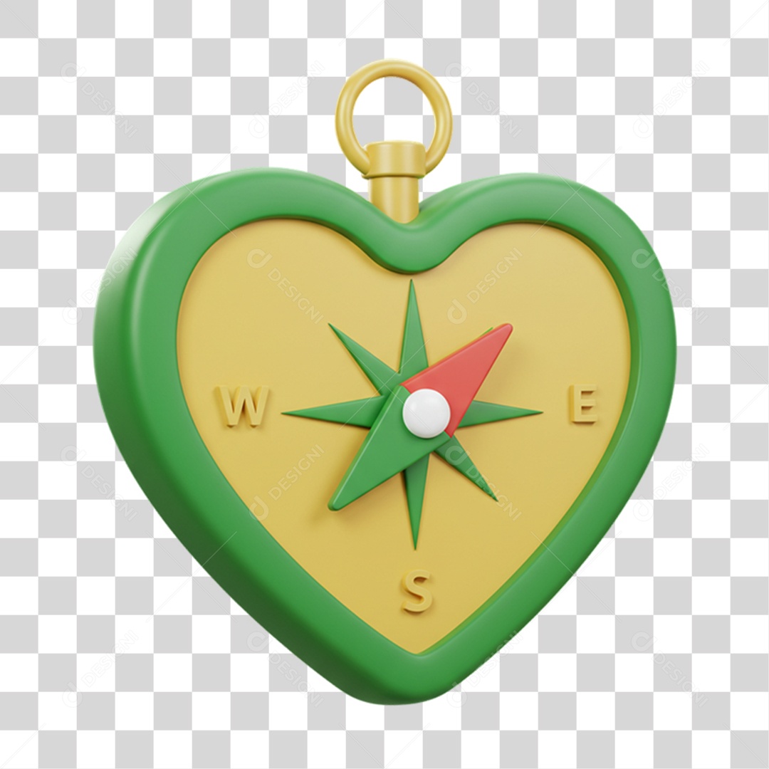 Elemento 3D Bússola com Cores da Bandeira do Brasil 7 de Setembro PNG Transparente