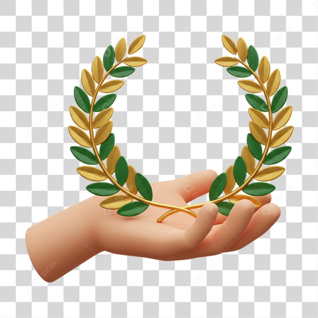 Elemento 3D Coroa de Louros com Cores da Bandeira do Brasil 7 de Setembro PNG Transparente