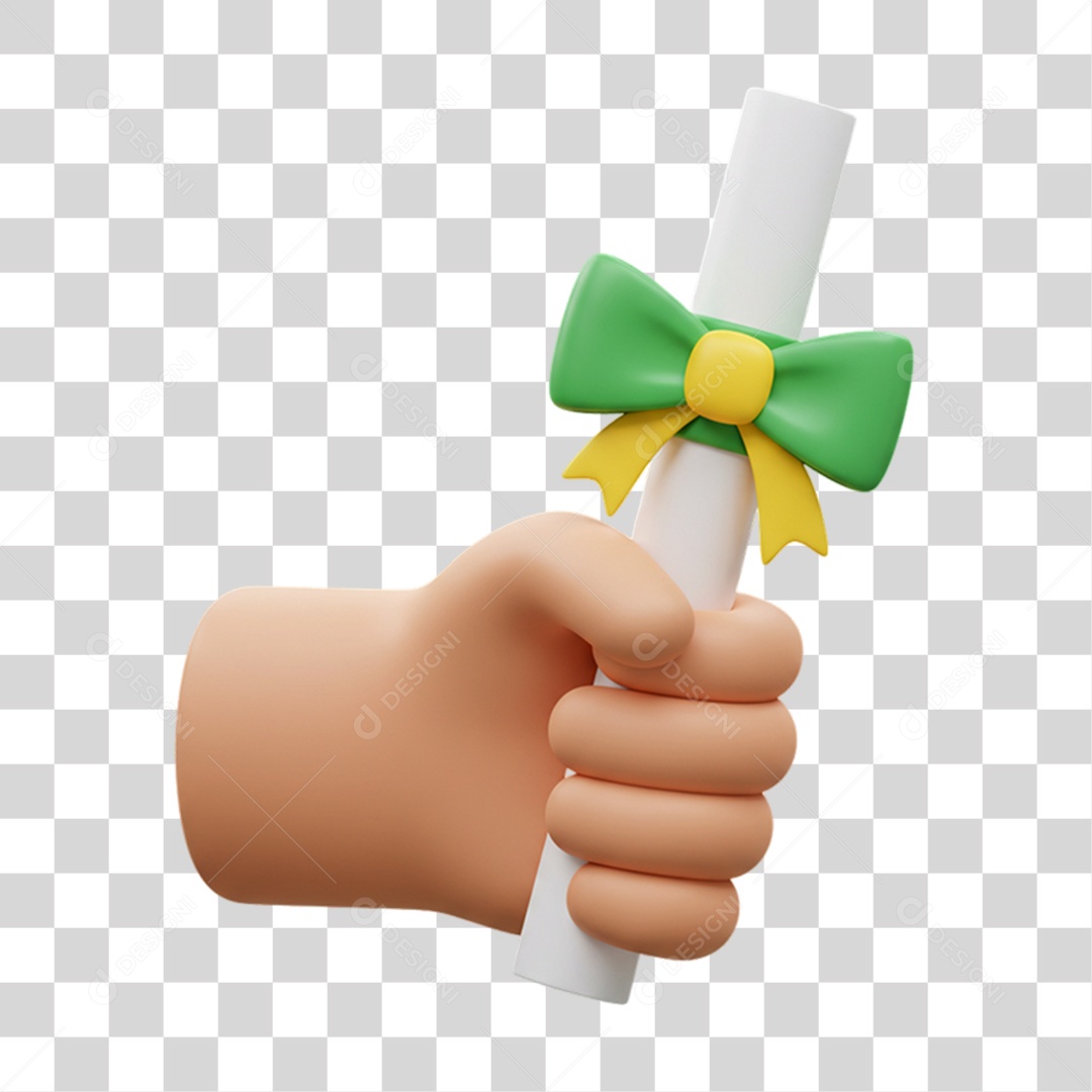 Elemento 3D Pergaminho Laço com Cores da Bandeira do Brasil 7 de Setembro PNG Transparente