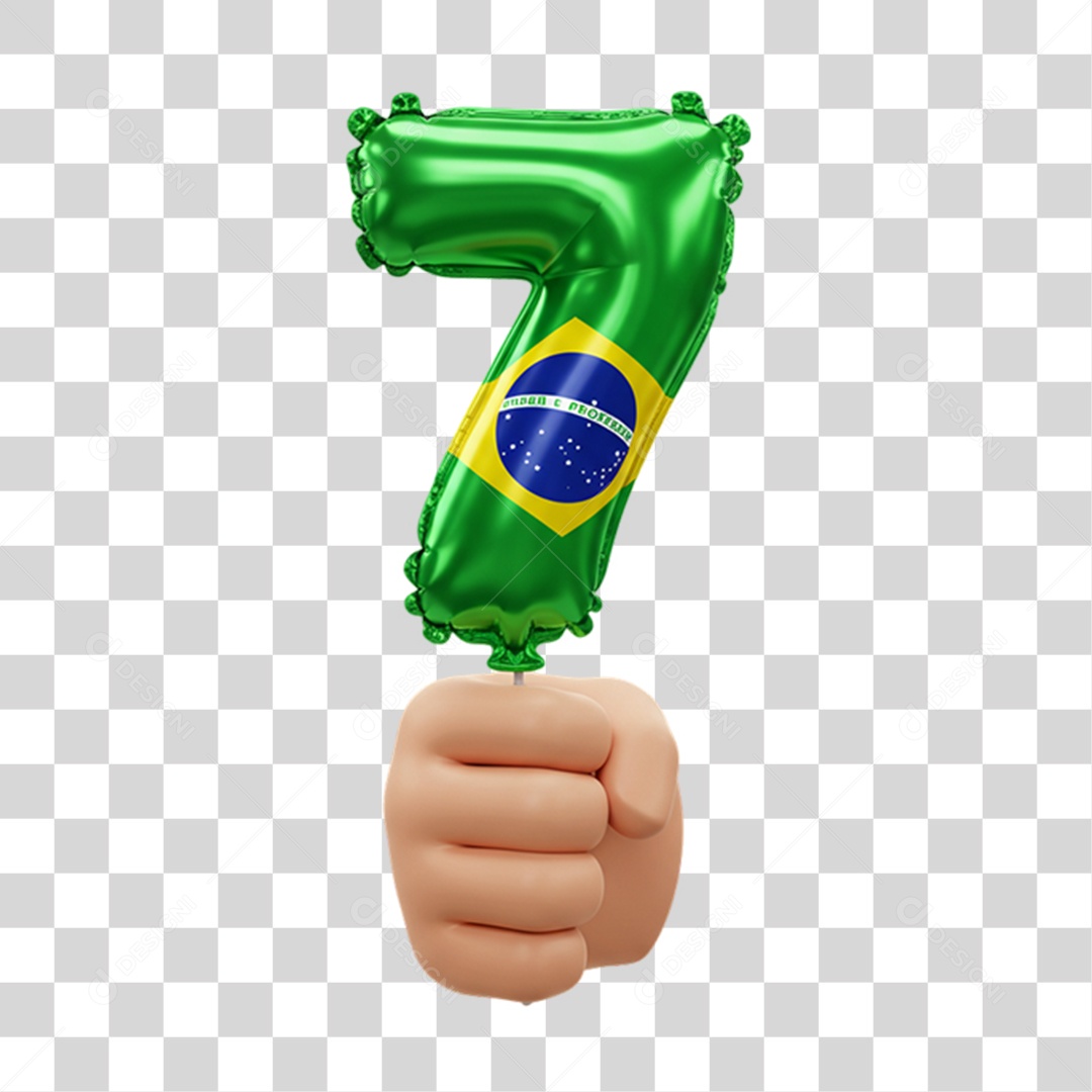 Elemento 3D Ícone Balão com Bandeira do Brasil 7 de Setembro PNG Transparente