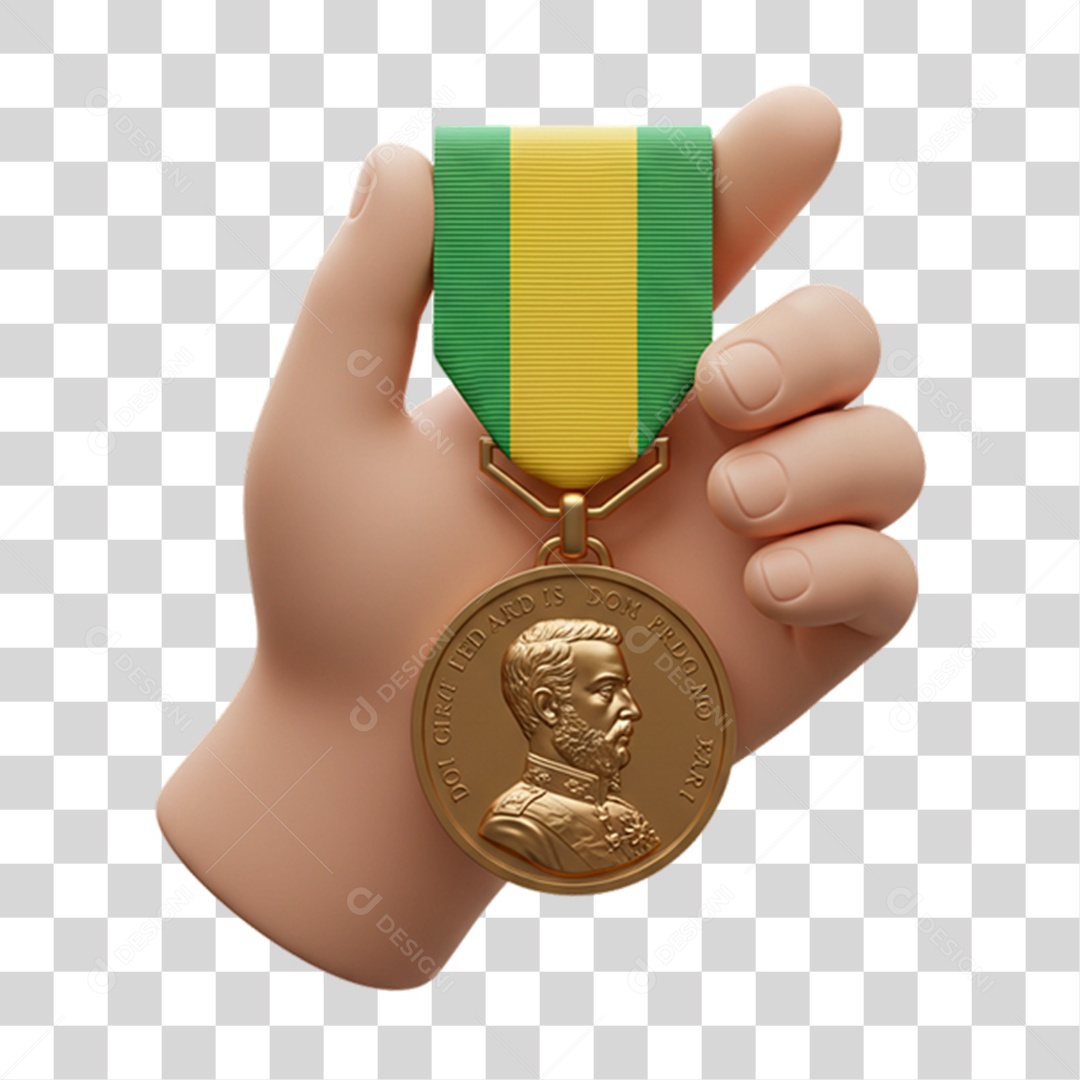 Elemento 3D Medalha com Cores da Bandeira do Brasil 7 de Setembro PNG Transparente