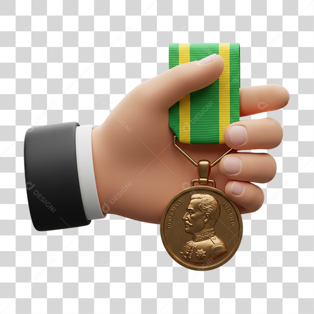 Elemento 3D Medalha com Cores da Bandeira do Brasil 7 de Setembro PNG Transparente
