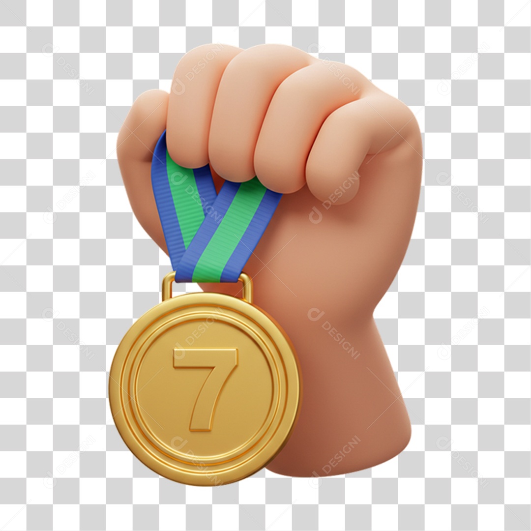 Elemento 3D Medalha com Cores da Bandeira do Brasil 7 de Setembro PNG Transparente