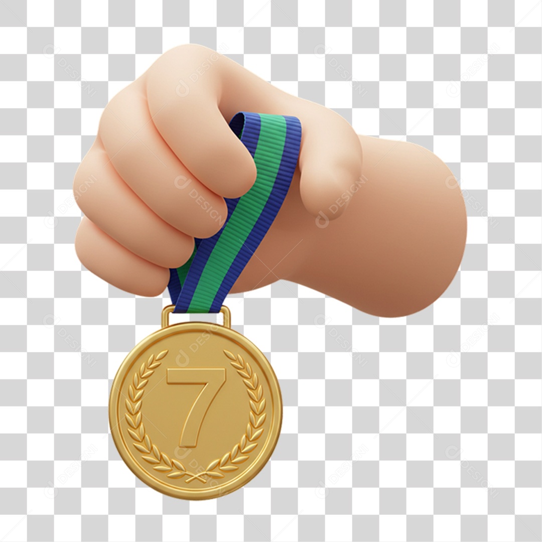 Elemento 3D Medalha com Cores da Bandeira do Brasil 7 de Setembro PNG Transparente