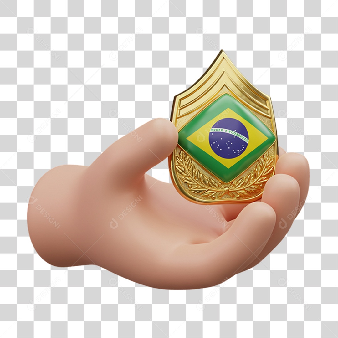 Elemento 3D Ícone com Bandeira do Brasil 7 de Setembro PNG Transparente
