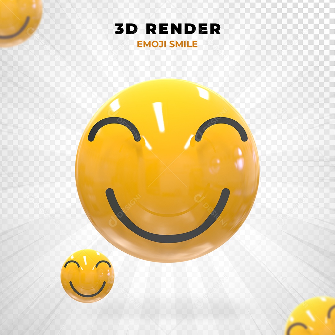 Elemento 3D Emoji Feliz para Composição PSD