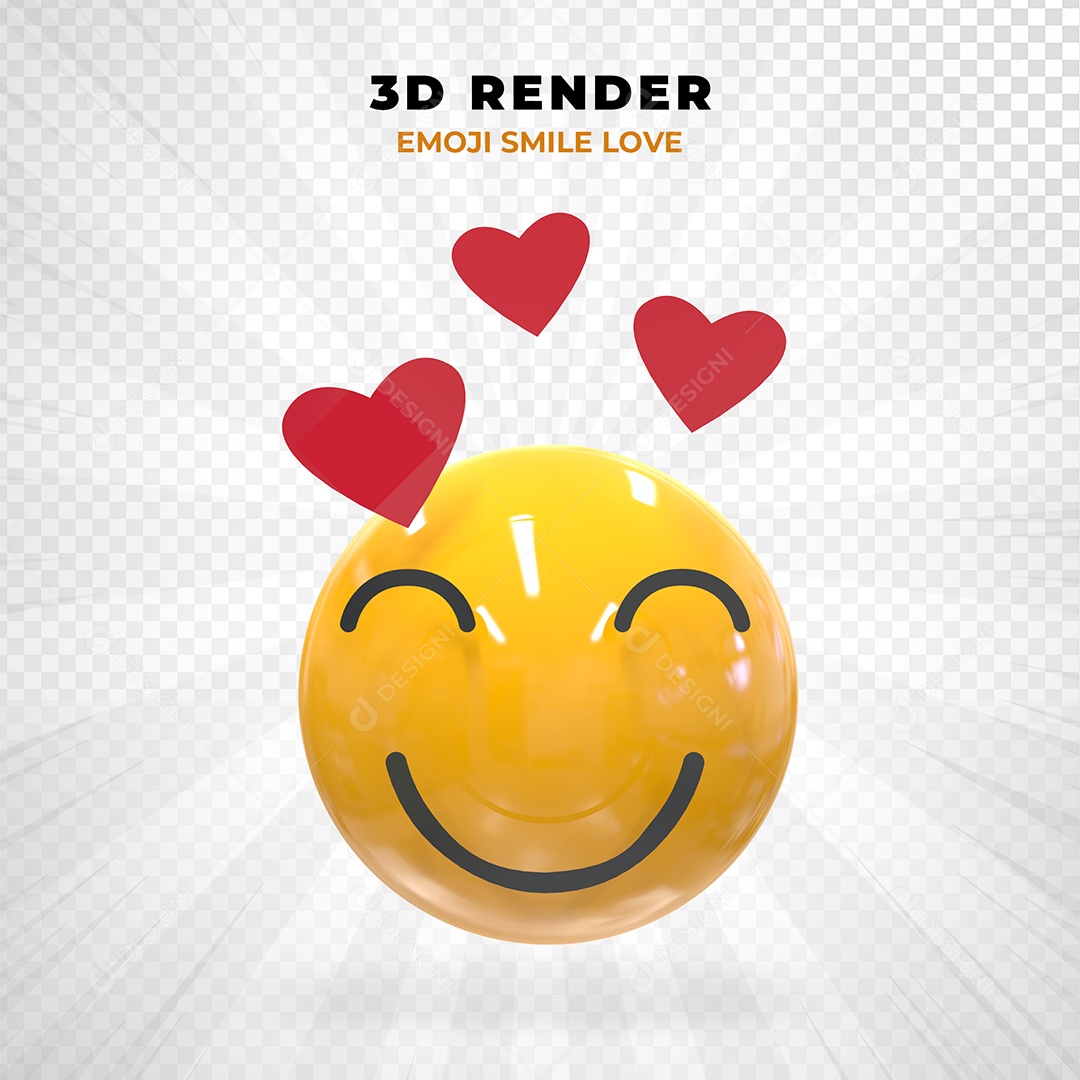 Elemento 3D Emoji Apaixonado para Composição PSD