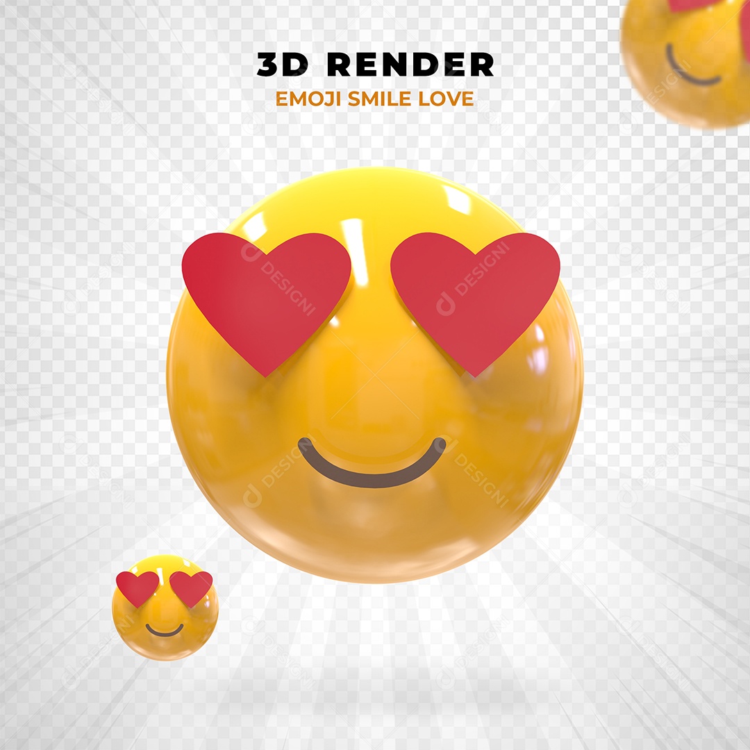 Elemento 3D Emoji Apaixonado para Composição PSD