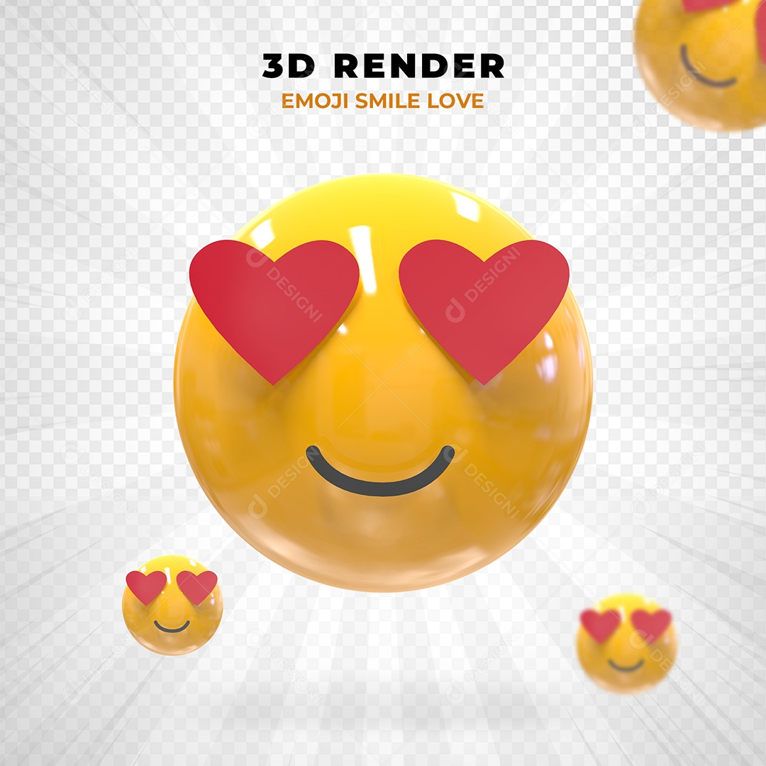 Elemento 3D Emoji Apaixonado para Composição PSD