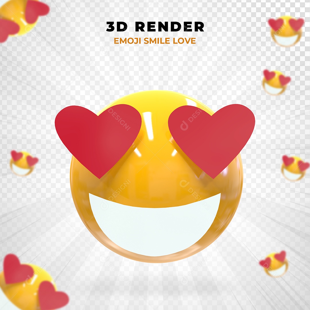 Elemento 3D Emoji Apaixonado para Composição PSD