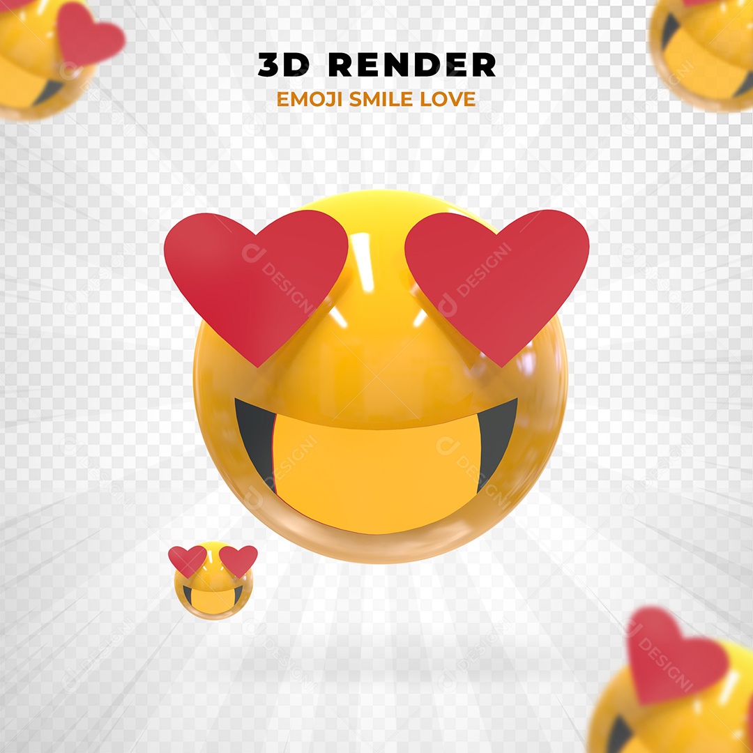Elemento 3D Emoji Apaixonado para Composição PSD