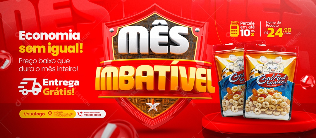 Banner Mês Imbatível Supermercado Economia Sem Igual Social Media PSD Editável