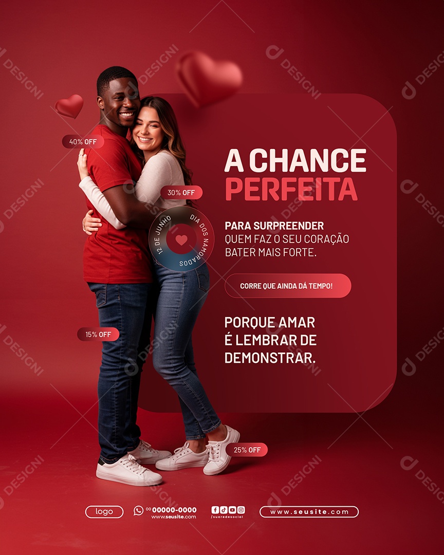 Feliz Dia dos Namorados Promoção Loja de Roupas Social Media PSD Editável