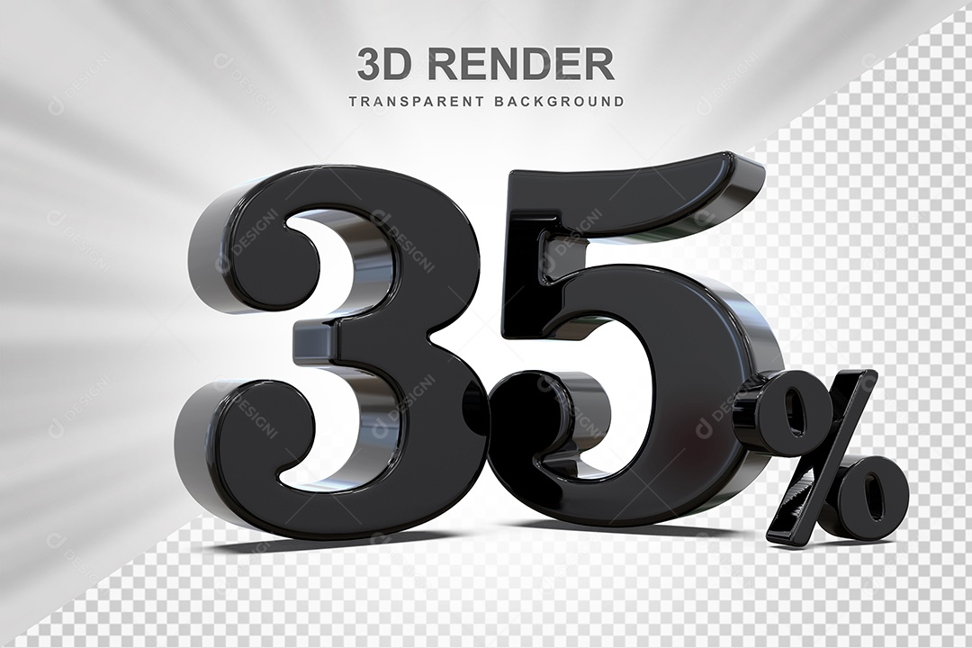 Elemento 3D Número 35% Preto Para Composição PSD