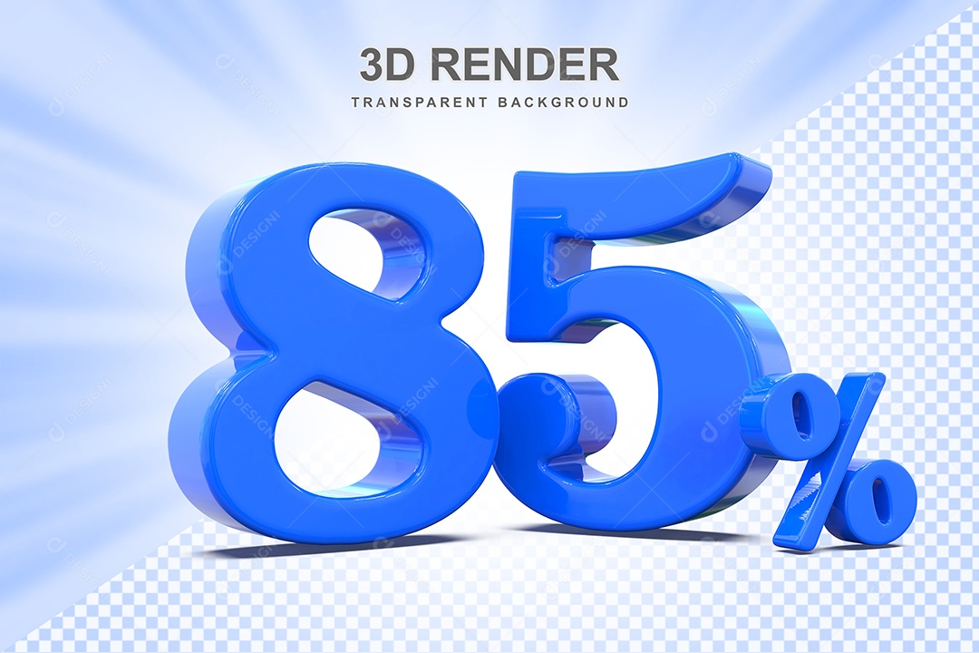 Elemento 3D Número 85% Azul Para Composição PSD
