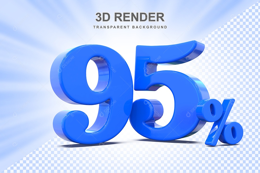 Elemento 3D Número 95% Azul Para Composição PSD