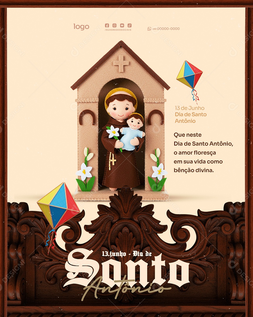 Dia de Santo Antônio 13 de Junho Social Media PSD Editável