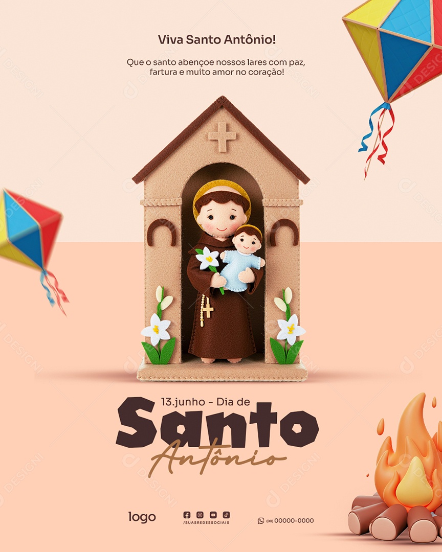 Dia de Santo Antônio 13 de Junho Social Media PSD Editável