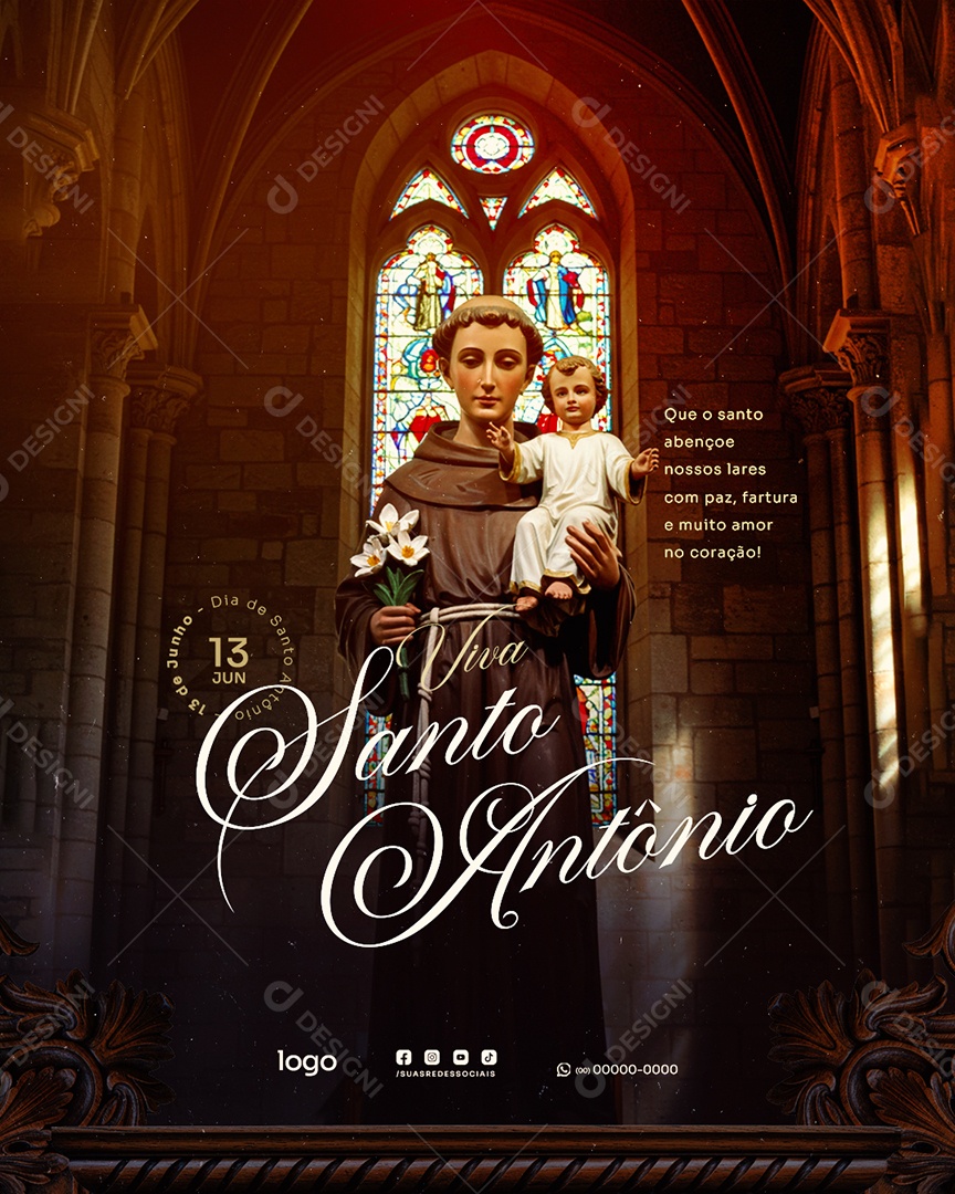 Dia de Santo Antônio 13 de Junho Social Media PSD Editável