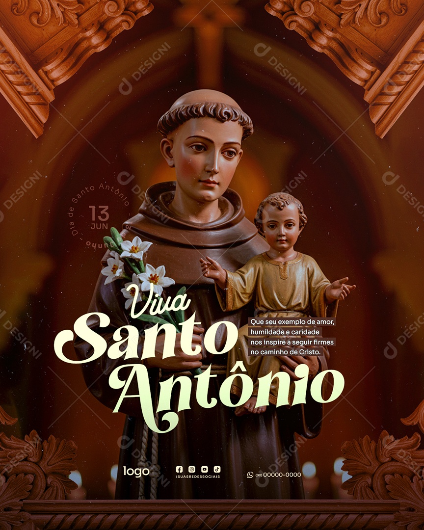 Dia de Santo Antônio 13 de Junho Social Media PSD Editável