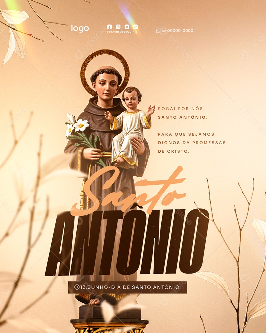 Dia de Santo Antônio 13 de Junho Social Media PSD Editável