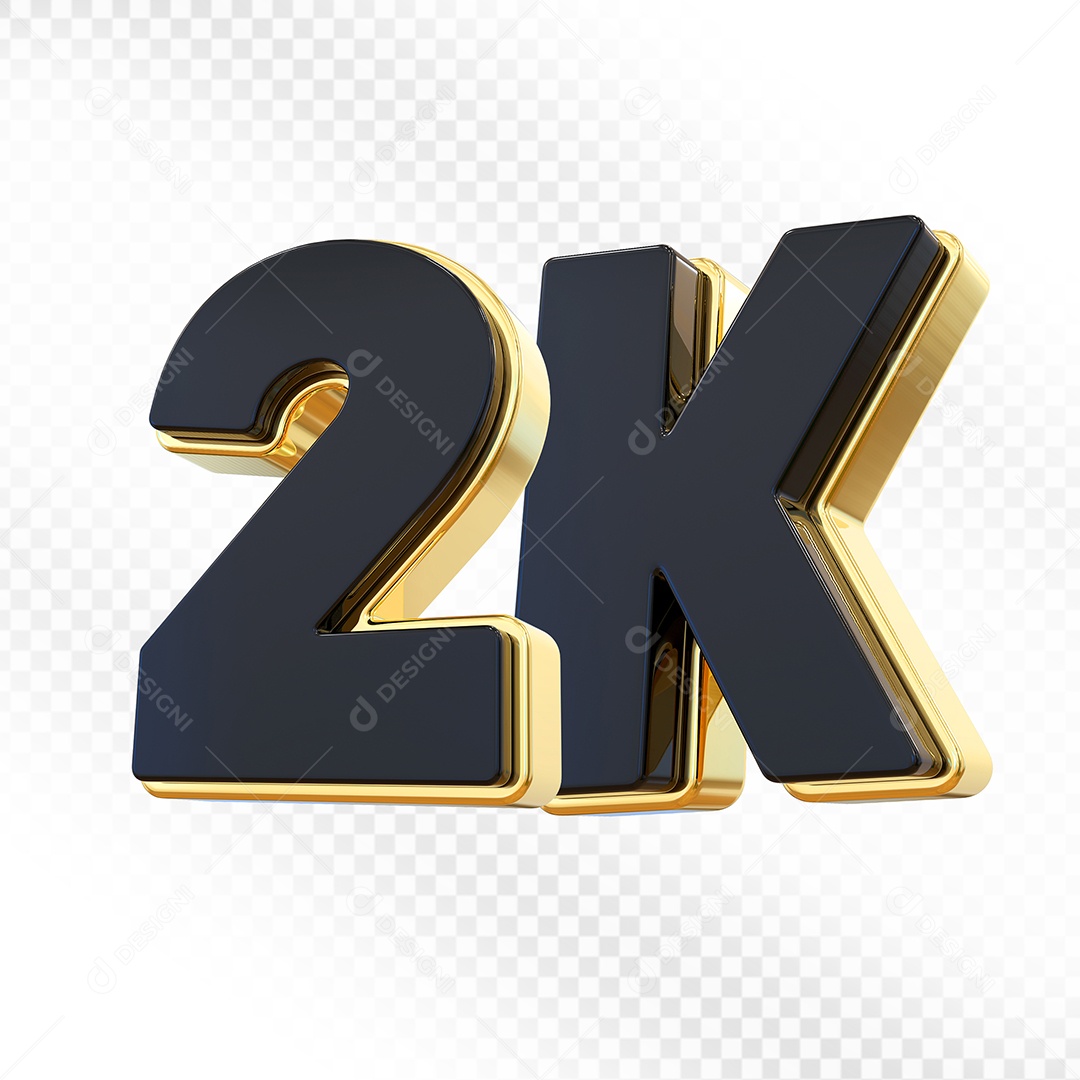 Elemento 3D Número 2K Preto Para Composição PSD
