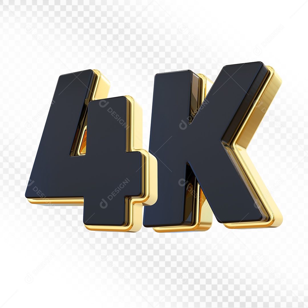 Elemento 3D Número 4K Preto Para Composição PSD